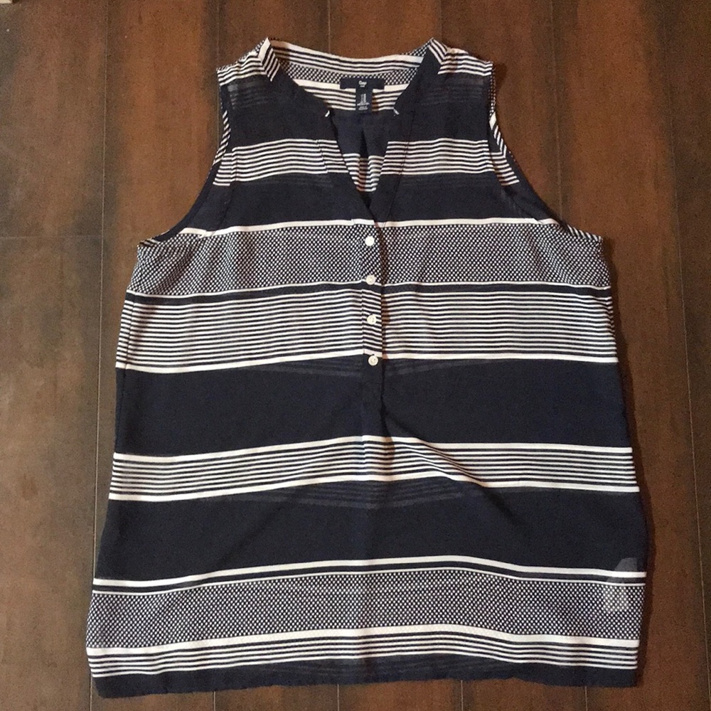 Gap Sheer Striped Sleeveless Tank Button Down Sz M